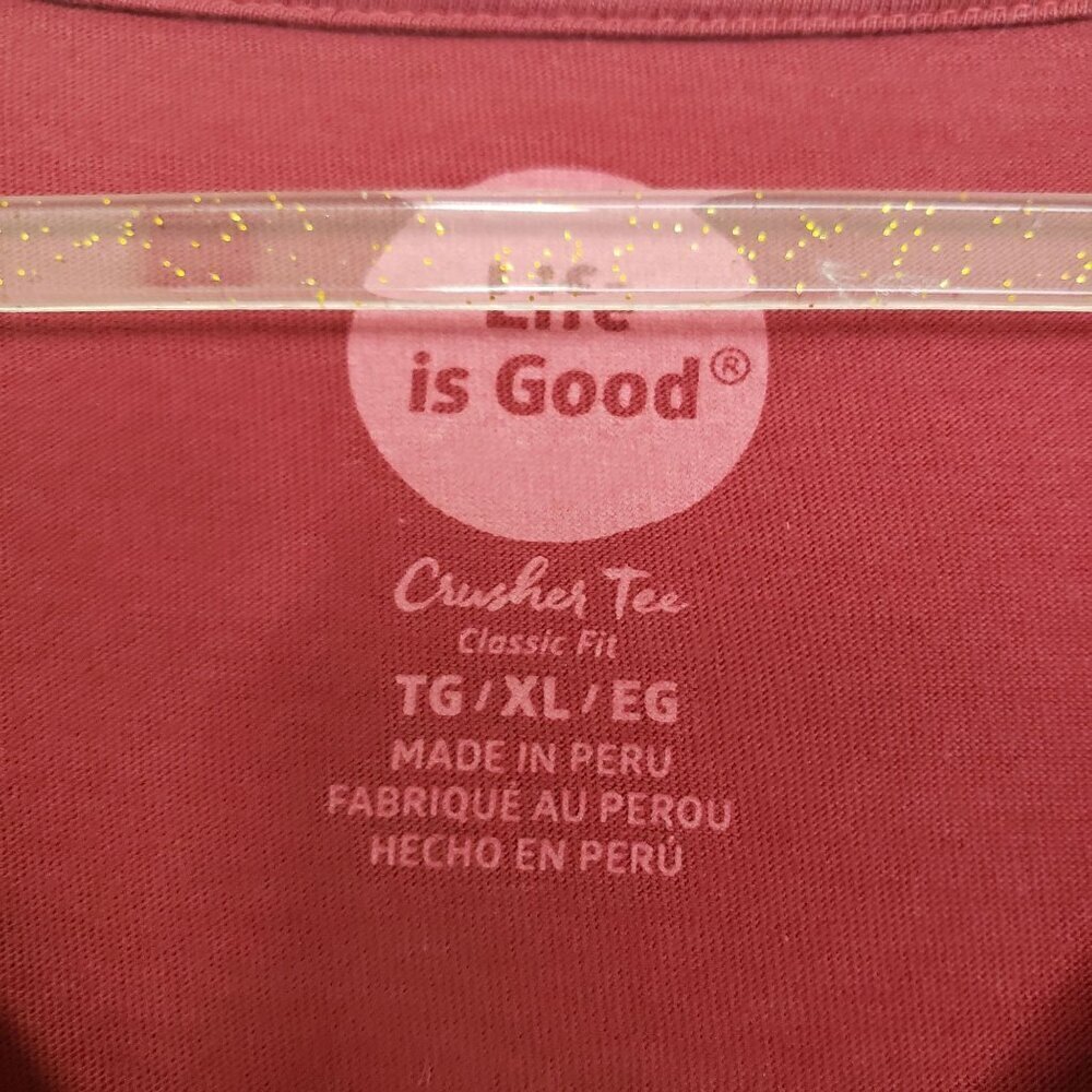 Life is Good Crusher Tee Snowflake Hearts Cotton Red Long Sleeve Womens Size XL - Picture 6 of 12